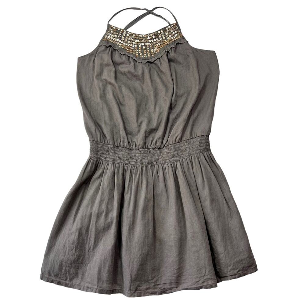 Old Navy Dress Sequin Summer Taupe Size Medium Vintage Mini